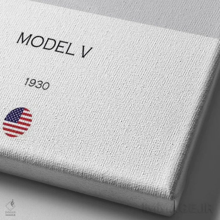 تابلو دکوراتیو موتورسیکلت هارلی-دیویدسون مدل V سال ۱۹۳۰ اثر مارک روگان - نمای نزدیک بافت بوم