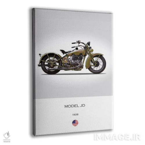 تابلو دکوراتیو موتورسیکلت هارلی-دیویدسون مدل JD سال ۱۹۲۸ اثر مارک روگان - نمای پرسپکتیو محصول