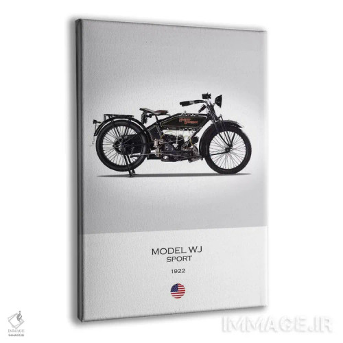 تابلو دکوراتیو موتورسیکلت هارلی-دیویدسون مدل WJ سال ۱۹۲۲ اثر مارک روگان - نمای پرسپکتیو محصول