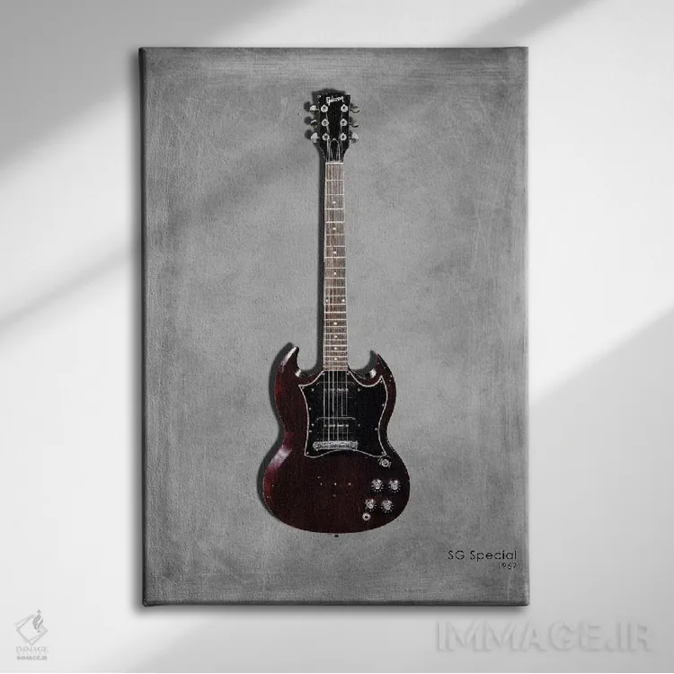 تابلو دکوراتیو 1967,گیبسون SG اسپشیال مدل ۱۹۶۷ اثر مارک روگان - نمای روبهرو روی دیوار