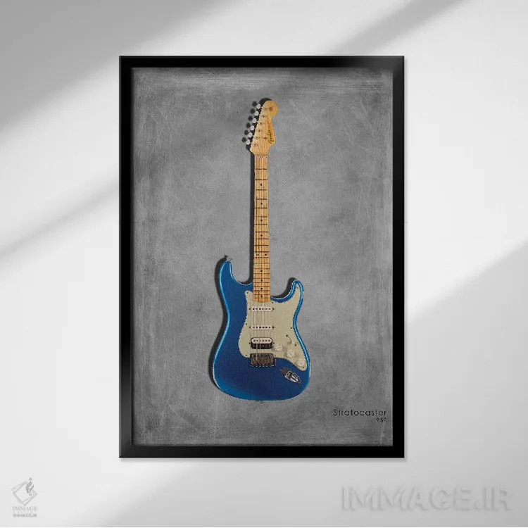 تابلو دکوراتیو فندر استراتوکستر مدل ۱۹۵۷ اثر مارک روگان - نمای قابدار مشکی