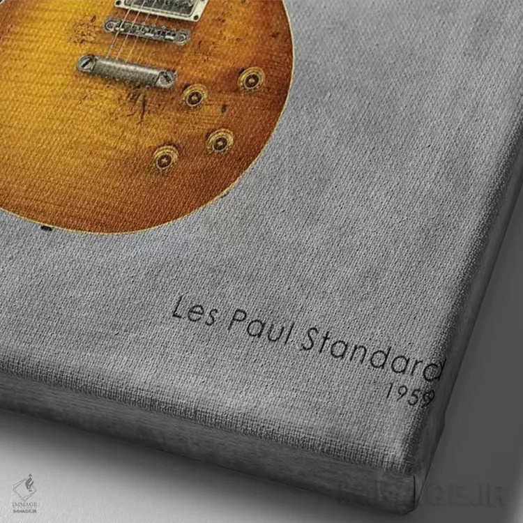 تابلو دکوراتیو 1959,گیبسون لس پال استاندارد ۱۹۵۹ اثر مارک روگان - نمای نزدیک بافت بوم