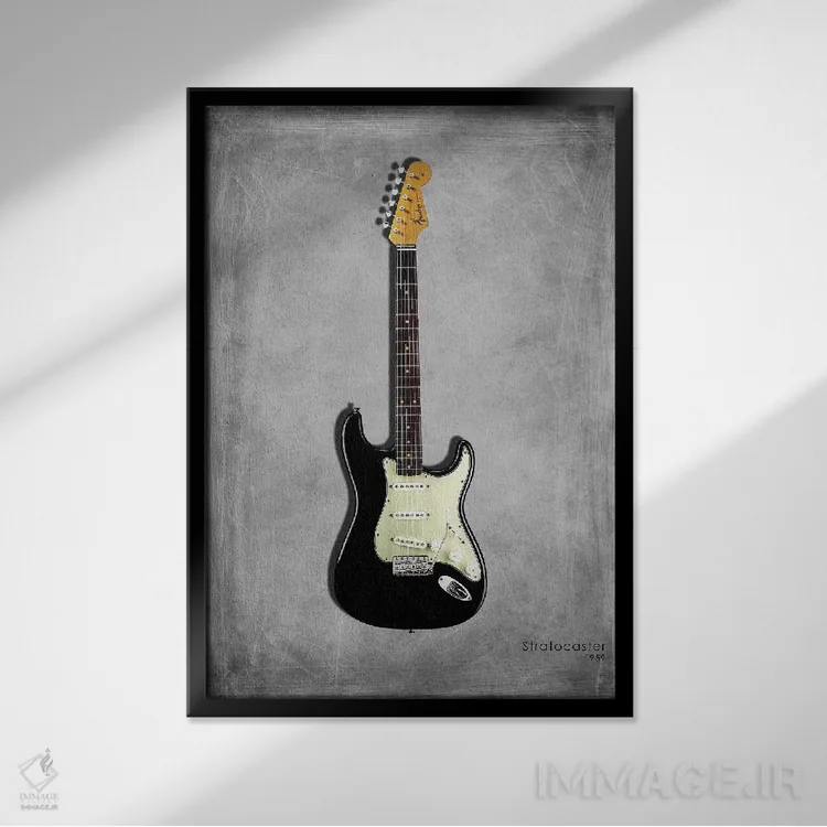 تابلو دکوراتیو فندر استراتوکستر مدل ۱۹۵۹ اثر مارک روگان - نمای قابدار مشکی