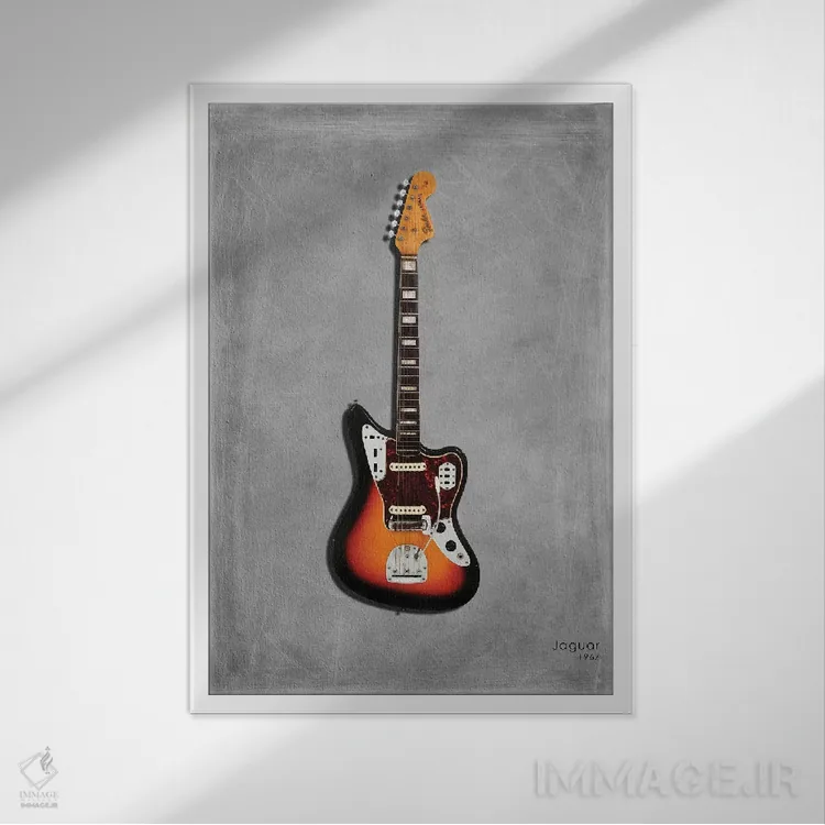 تابلو دکوراتیو فندر جگوار مدل ۱۹۶۷ اثر مارک روگان - نمای قابدار سفید