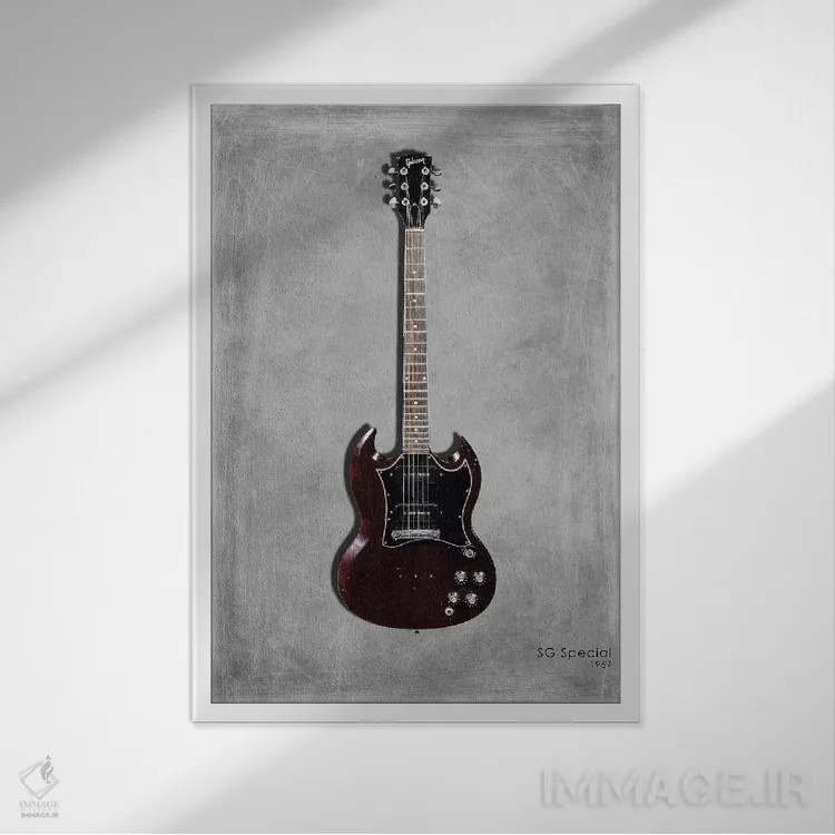 تابلو دکوراتیو 1967,گیبسون SG اسپشیال مدل ۱۹۶۷ اثر مارک روگان - نمای قابدار سفید