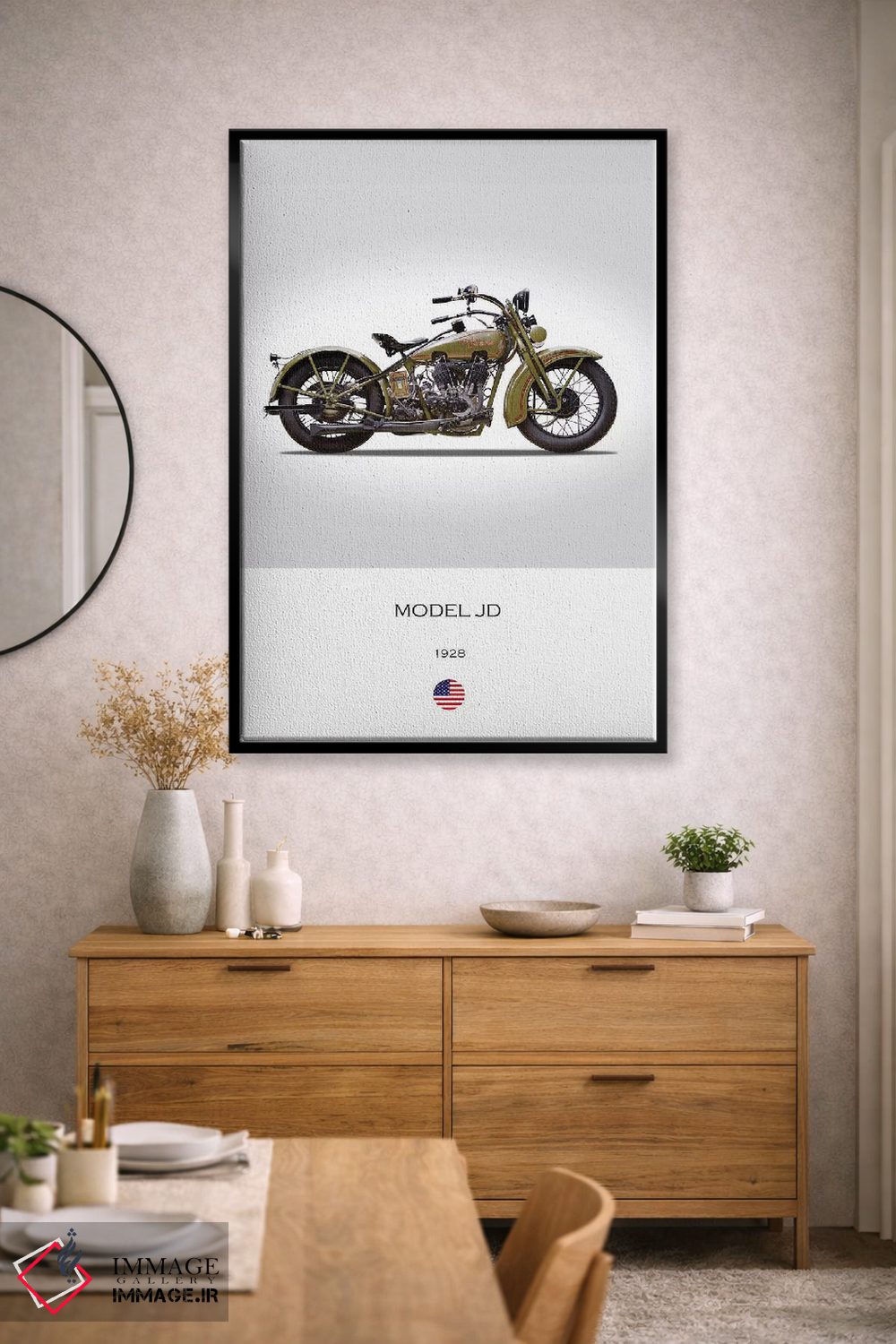 تابلو دکوراتیو موتورسیکلت هارلی-دیویدسون مدل JD سال ۱۹۲۸ اثر مارک روگان - D3B