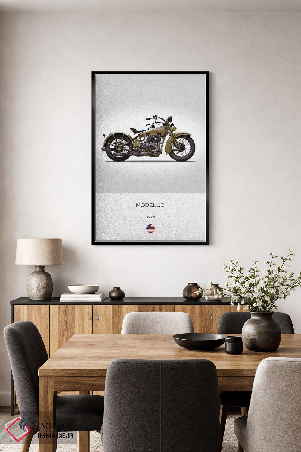 تابلو دکوراتیو موتورسیکلت هارلی-دیویدسون مدل JD سال ۱۹۲۸ اثر مارک روگان - D6B