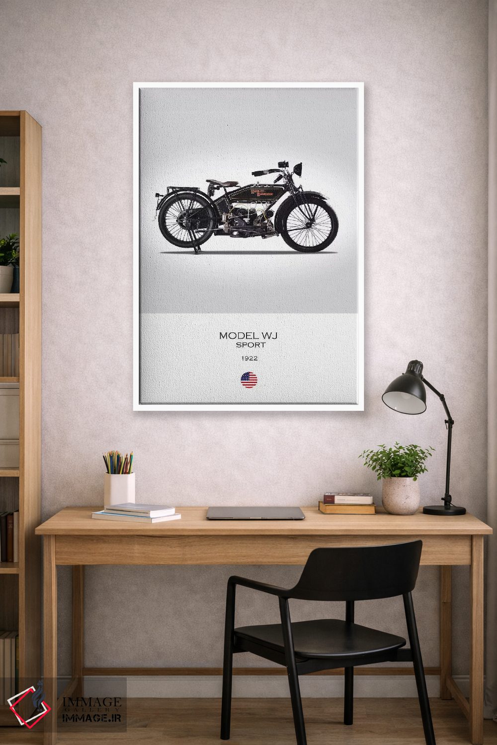 تابلو دکوراتیو موتورسیکلت هارلی-دیویدسون مدل WJ سال ۱۹۲۲ اثر مارک روگان - D1W
