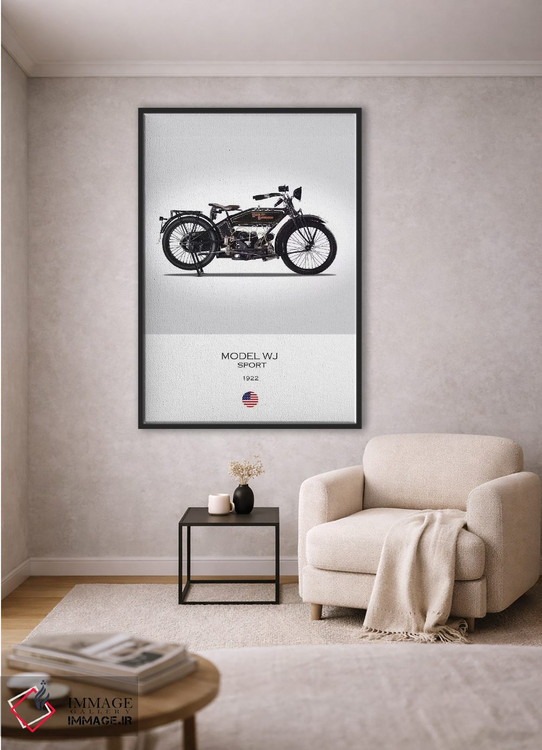 تابلو دکوراتیو موتورسیکلت هارلی-دیویدسون مدل WJ سال ۱۹۲۲ اثر مارک روگان - D2B