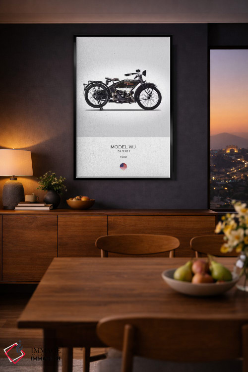 تابلو دکوراتیو موتورسیکلت هارلی-دیویدسون مدل WJ سال ۱۹۲۲ اثر مارک روگان - D3B