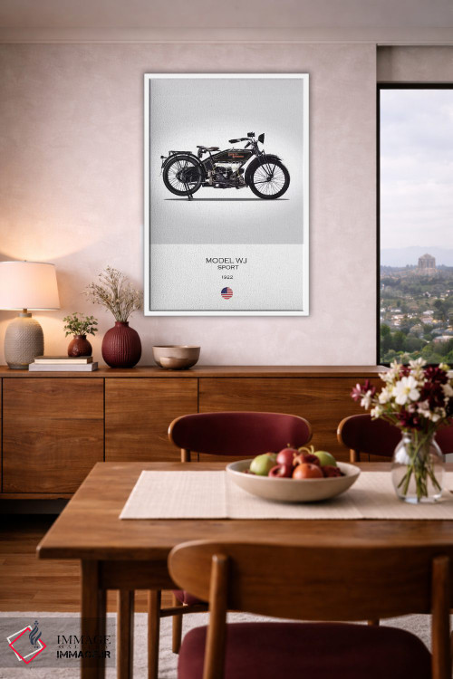 تابلو دکوراتیو موتورسیکلت هارلی-دیویدسون مدل WJ سال ۱۹۲۲ اثر مارک روگان - D4W
