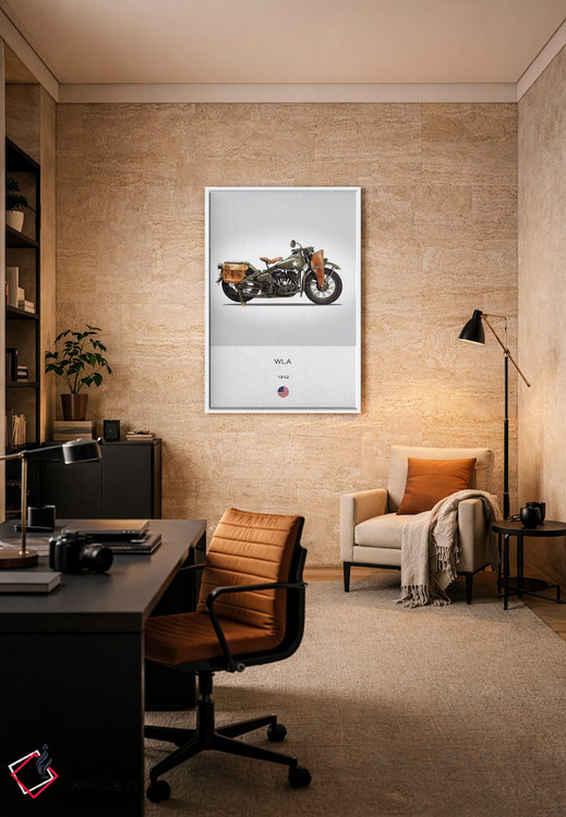تابلو دکوراتیو موتورسیکلت هارلی-دیویدسون مدل WLA سال ۱۹۴۲ اثر مارک روگان - D5W