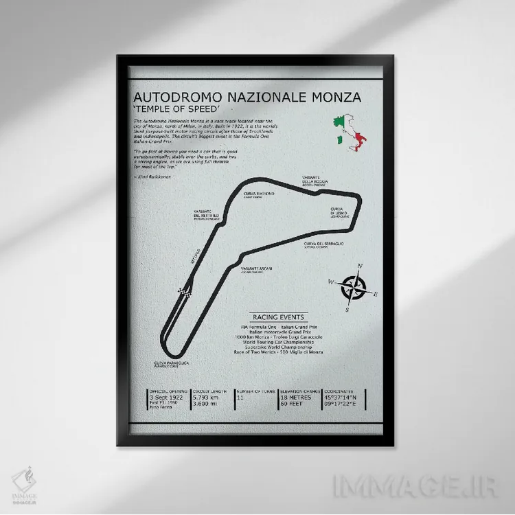 تابلو دکوراتیو پیست ملی مونزا اثر مارک روگان - نمای قابدار مشکی