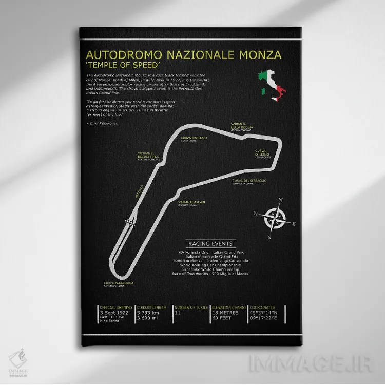 تابلو دکوراتیو پیست ملی مونزا BL اثر مارک روگان - نمای روبهرو روی دیوار