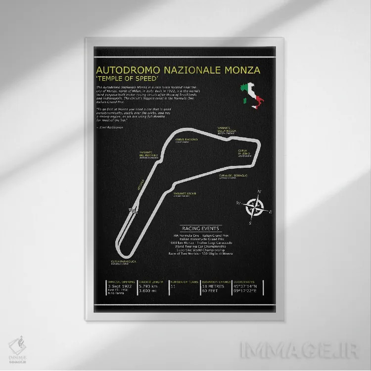 تابلو دکوراتیو پیست ملی مونزا BL اثر مارک روگان - نمای قابدار سفید