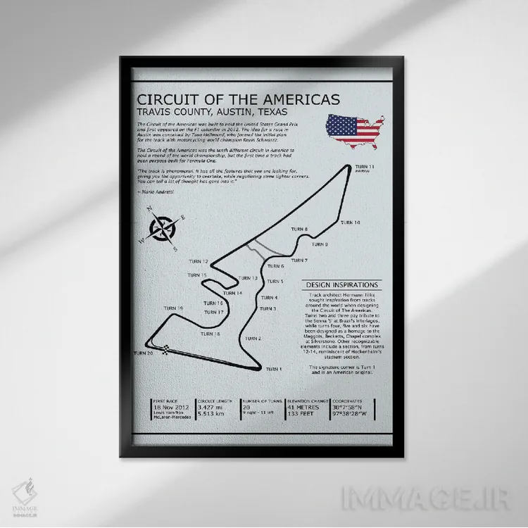 تابلو دکوراتیو پیست آو د امریکاز اثر مارک روگان - نمای قابدار مشکی