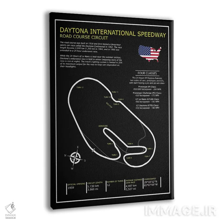 تابلو دکوراتیو پیست بین المللی دیتونا BL اثر مارک روگان - نمای پرسپکتیو محصول