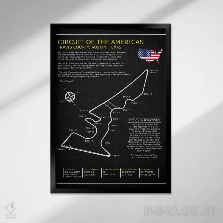 تابلو دکوراتیو پیست آو د امریکاز BL اثر مارک روگان - نمای قابدار مشکی
