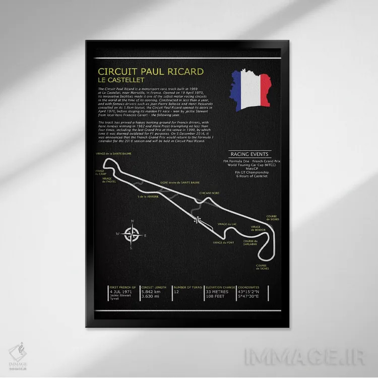تابلو دکوراتیو پیست پل ریکارد BL اثر مارک روگان - نمای قابدار مشکی