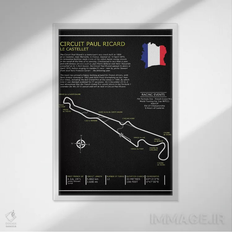 تابلو دکوراتیو پیست پل ریکارد BL اثر مارک روگان - نمای قابدار سفید