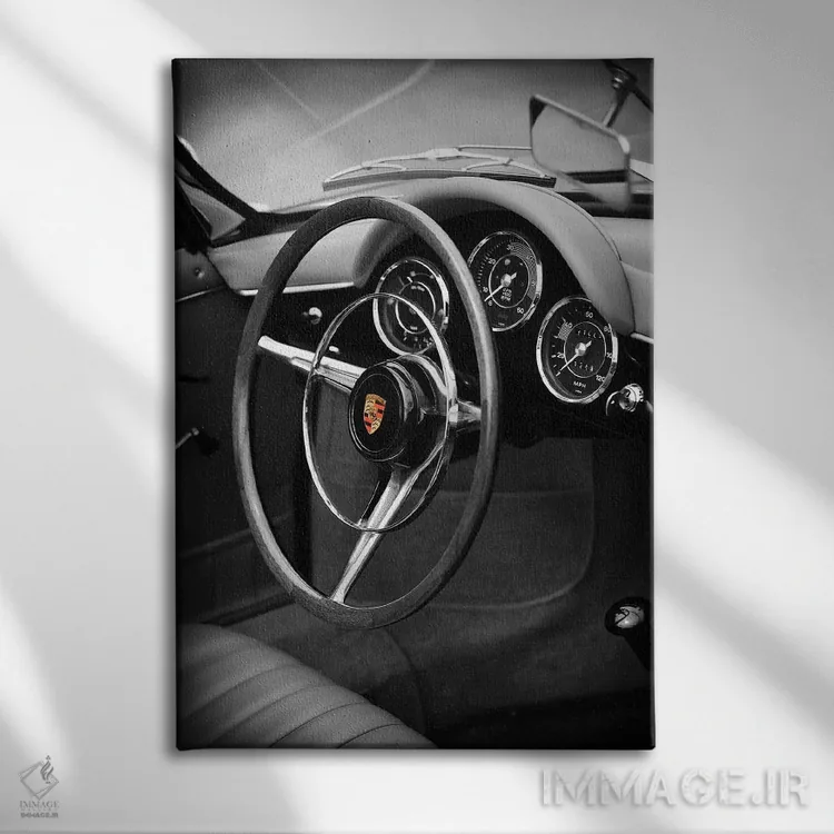 تابلو دکوراتیو پورشه ۳۵۶ رودستر اثر مارک روگان - نمای روبهرو روی دیوار