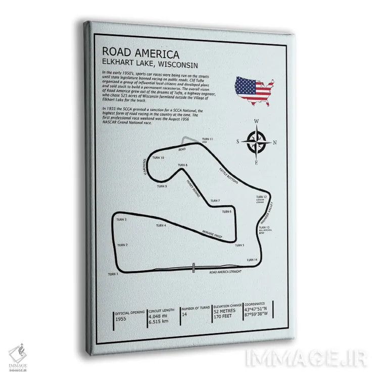 تابلو دکوراتیو پیست رود آمریکا اثر مارک روگان - نمای پرسپکتیو محصول