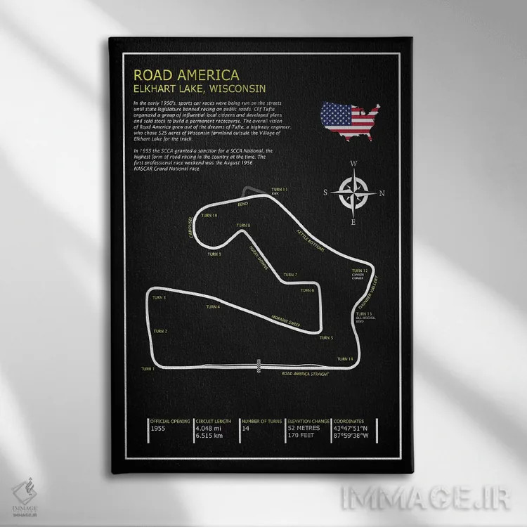 تابلو دکوراتیو پیست رود آمریکا BL اثر مارک روگان - نمای روبهرو روی دیوار