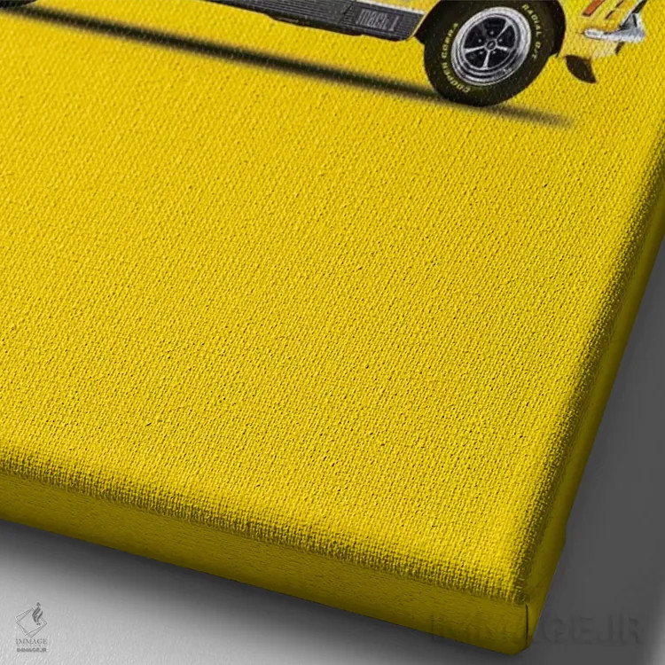 تابلو دکوراتیو فورد موستانگ مک ۱ مدل ۱۹۷۰ اثر مارک روگان - نمای نزدیک بافت بوم