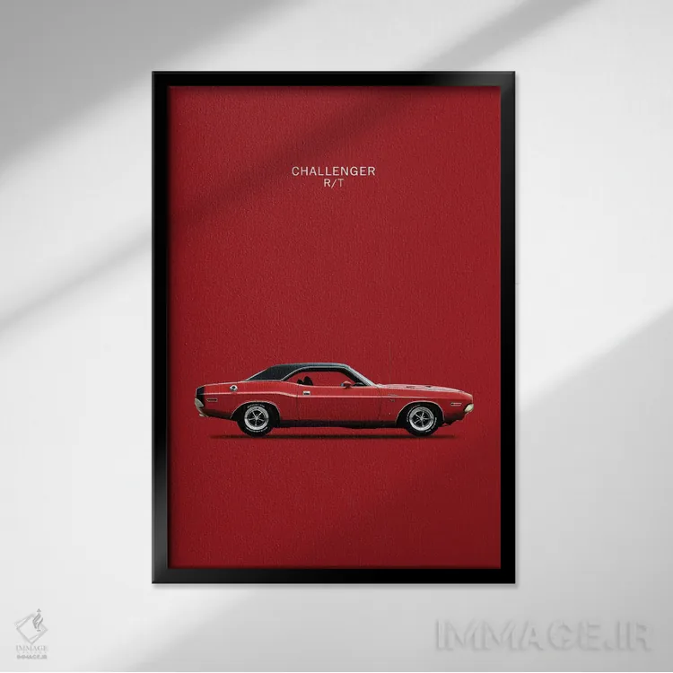 تابلو دکوراتیو دوج چلنجر R/T مدل ۱۹۷۰ اثر مارک روگان - نمای قابدار مشکی
