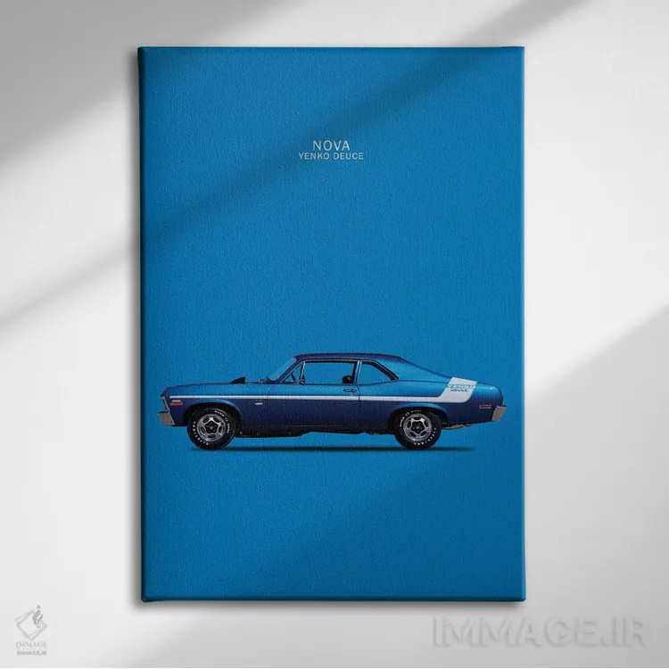 تابلو دکوراتیو شورولت نوا ۳۵۰ ینکوی ۱۹۷۰ اثر مارک روگان - نمای روبهرو روی دیوار