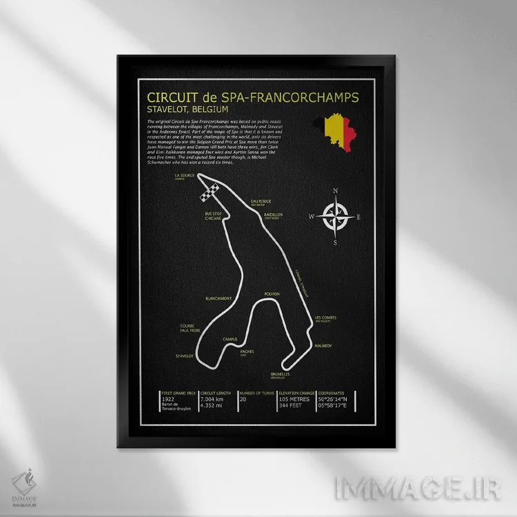 تابلو دکوراتیو پیست اسپا-فرانکورشان BL اثر مارک روگان - نمای قابدار مشکی