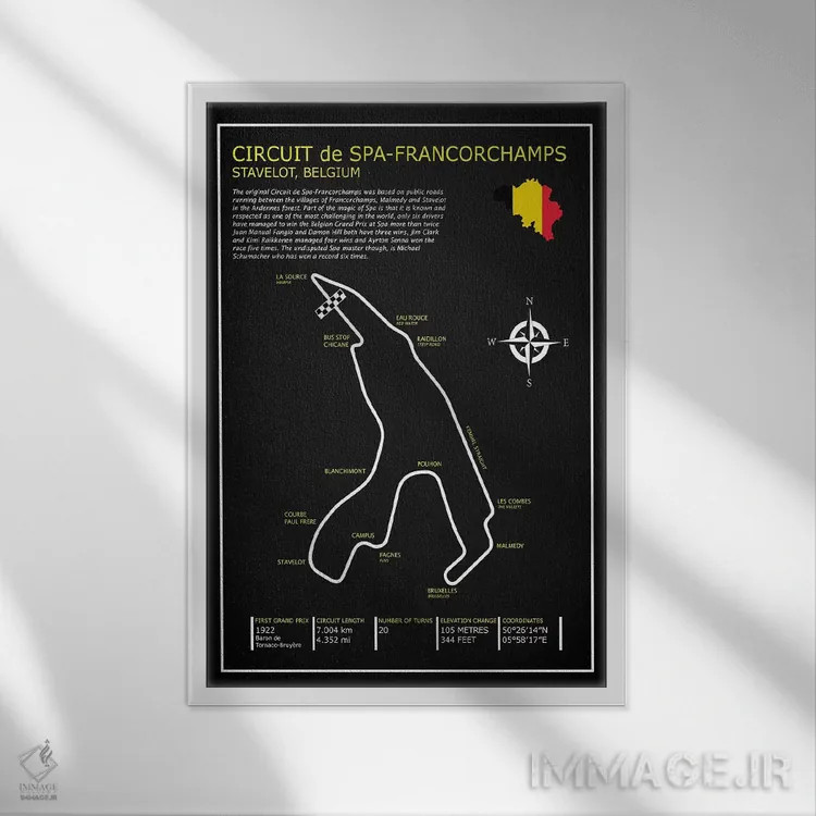 تابلو دکوراتیو پیست اسپا-فرانکورشان BL اثر مارک روگان - نمای قابدار سفید