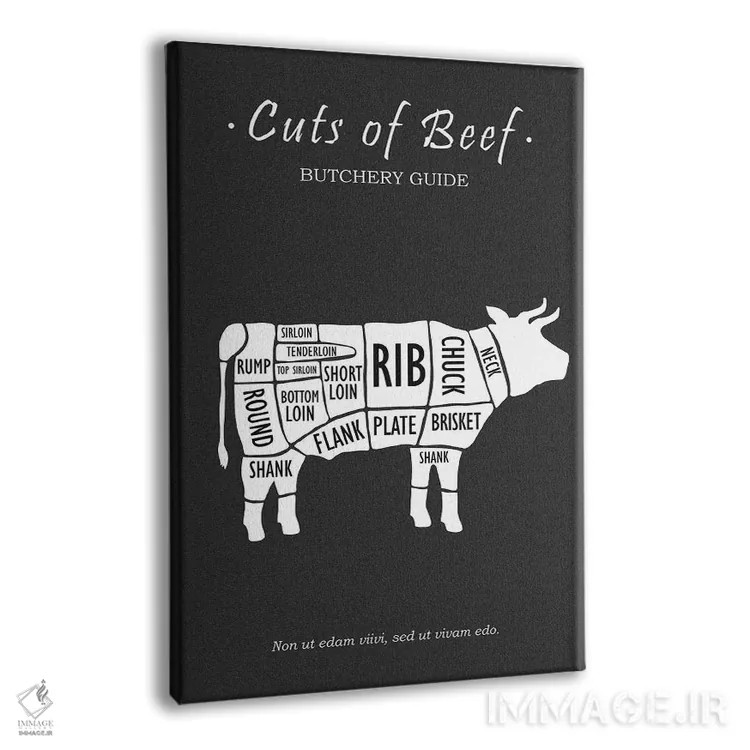 تابلو مینیمال گوشت گاو قصابی اثر مارک روگان - نمای پرسپکتیو محصول