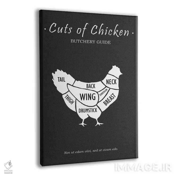 تابلو مینیمال گوشت مرغ قصابی اثر مارک روگان - نمای پرسپکتیو محصول