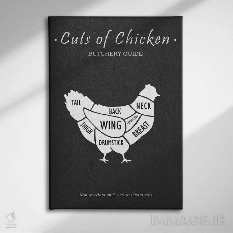 تابلو مینیمال گوشت مرغ قصابی اثر مارک روگان - نمای روبهرو روی دیوار