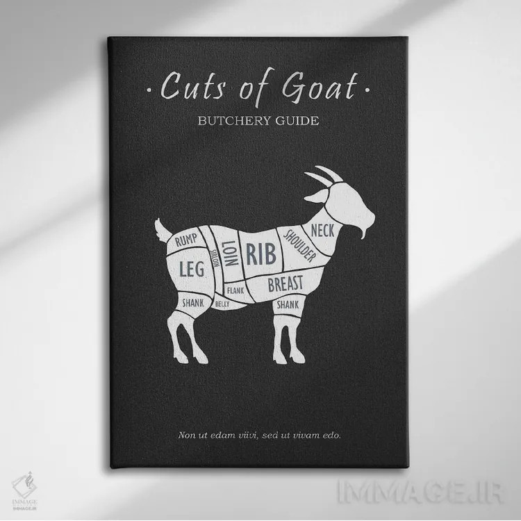 تابلو مینیمال گوشت بز قصابی اثر مارک روگان - نمای روبهرو روی دیوار