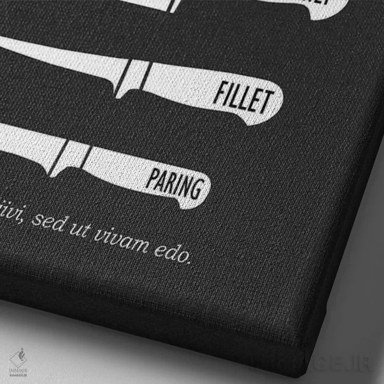 تابلو مینیمال چاقوهای قصابی اثر مارک روگان - نمای نزدیک بافت بوم