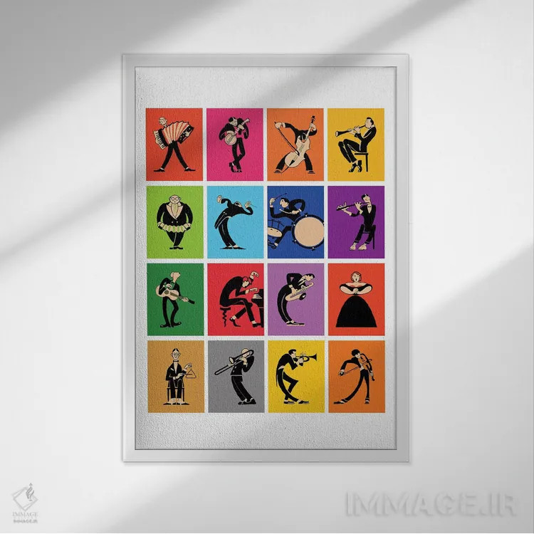 تابلو دکوراتیو موسیقی دانان اثر مارک روگان - نمای قابدار سفید