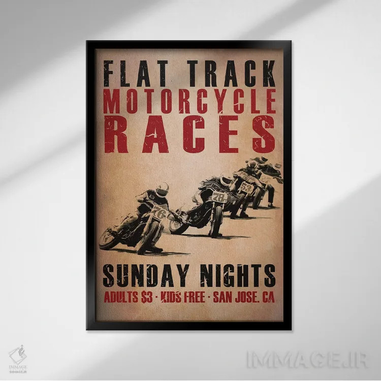 تابلو دکوراتیو مسابقه دهندگان فلت ترک اثر مارک روگان - نمای قابدار مشکی