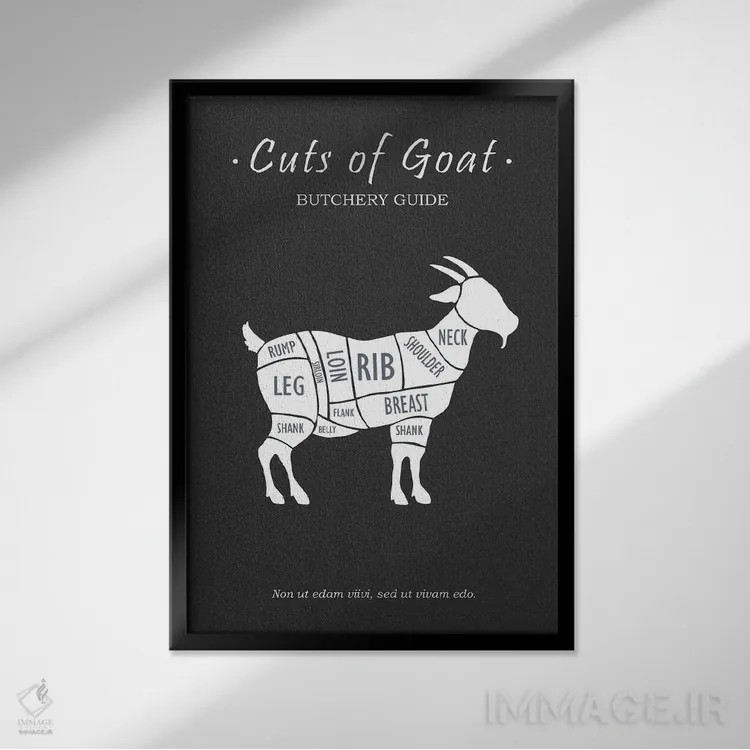 تابلو مینیمال گوشت بز قصابی اثر مارک روگان - نمای قابدار مشکی
