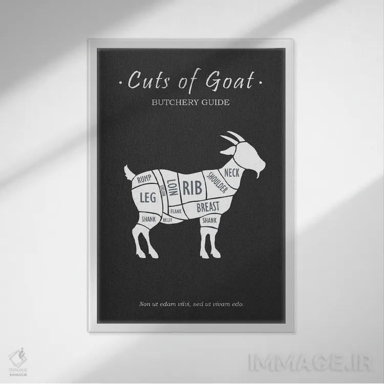تابلو مینیمال گوشت بز قصابی اثر مارک روگان - نمای قابدار سفید