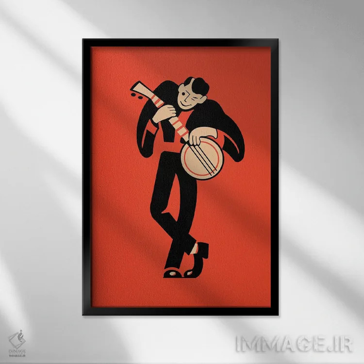 تابلو مینیمال بانجو اثر مارک روگان - نمای قابدار مشکی