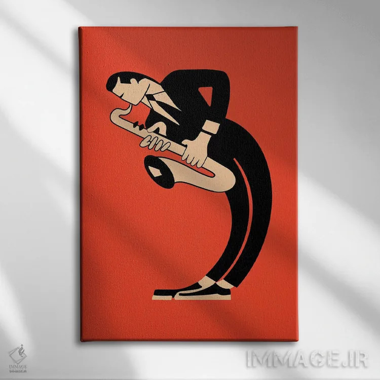 تابلو مینیمال ساکسوفون اثر مارک روگان - نمای روبهرو روی دیوار