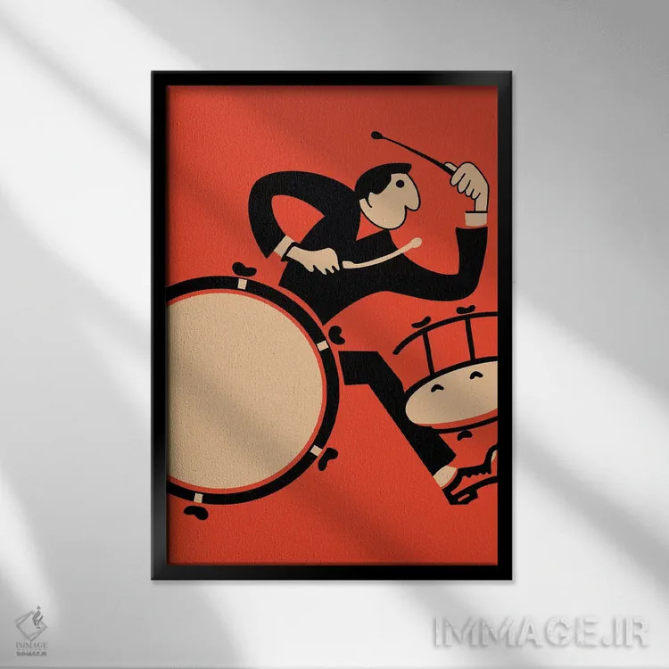 تابلو دکوراتیو نوازنده درام اثر مارک روگان - نمای قابدار مشکی