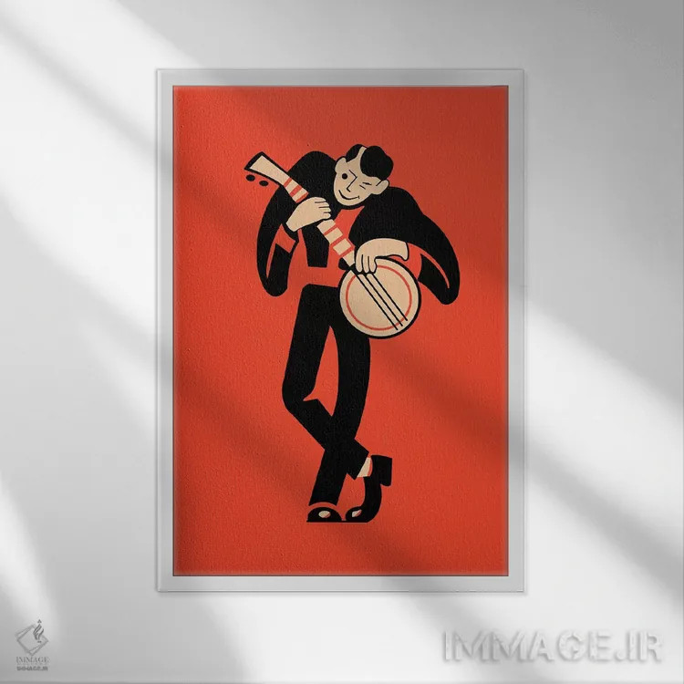 تابلو مینیمال بانجو اثر مارک روگان - نمای قابدار سفید