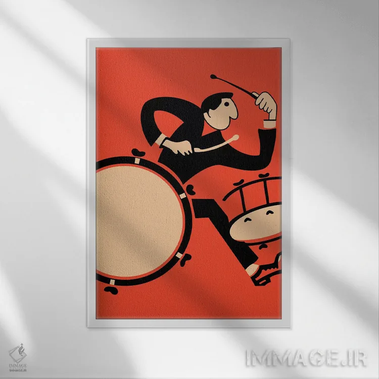 تابلو دکوراتیو نوازنده درام اثر مارک روگان - نمای قابدار سفید