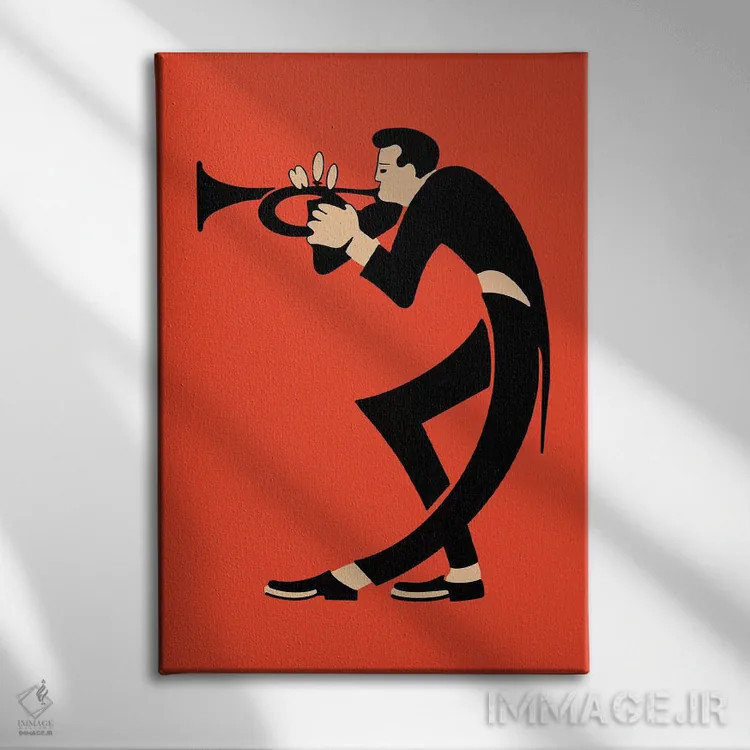 تابلو مینیمال ترومپت اثر مارک روگان - نمای روبهرو روی دیوار