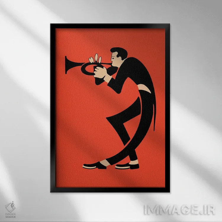 تابلو مینیمال ترومپت اثر مارک روگان - نمای قابدار مشکی