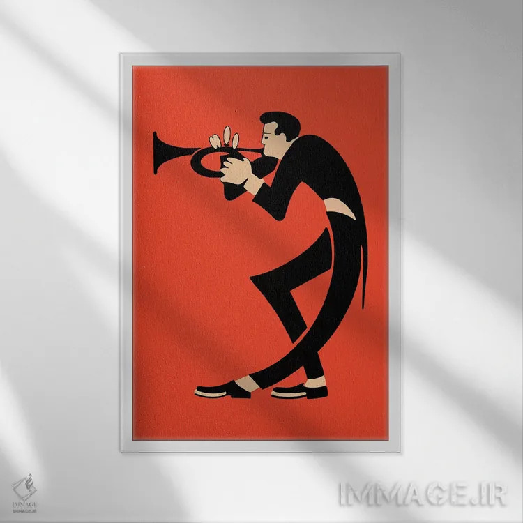 تابلو مینیمال ترومپت اثر مارک روگان - نمای قابدار سفید