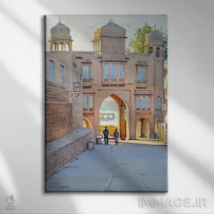 تابلو دکوراتیو درخشش طلایی اثر رامش جاوهر - نمای روبهرو روی دیوار